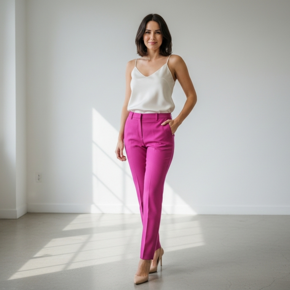 Straight Dressing Pants / Adjusted Vibrant Fuchsia - Carolina Belle Size 10